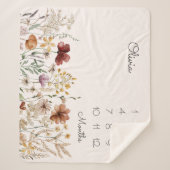 Wasserfarbe Hübsche Wildblume Meilenstein Baby Sherpadecke (Vorderseite)