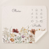 Wasserfarbe Hübsche Wildblume Meilenstein Baby Sherpadecke (Vorderseite (Horizontal))