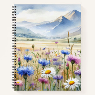 WASSERFARBE HÜBSCHE WILDBLUME MIT BERGEN NOTIZBLOCK