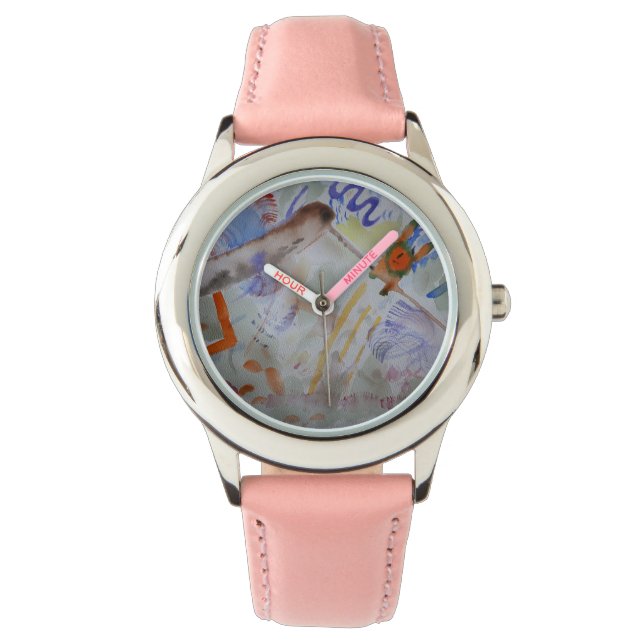 Wasserfarbe Hummingbird eWatch Armbanduhr (Vorderseite)