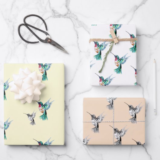 Wasserfarbe Hummingbird Geschenkpapier Set (Vorderseite)