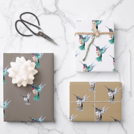 Wasserfarbe Hummingbird Geschenkpapier Set (Vorderseite)