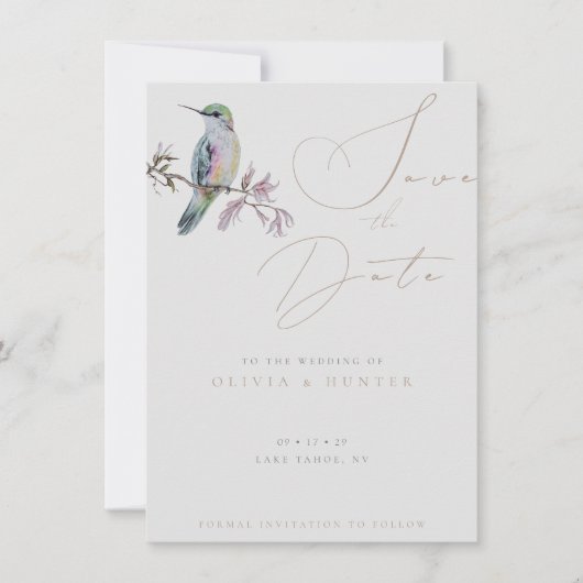 Wasserfarbe Hummingbird Hochzeit Speichern Sie die (Vorderseite)