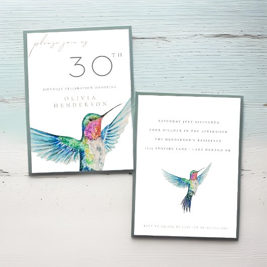 Wasserfarbe Hummingbird JEDE Einladung zum Geburts