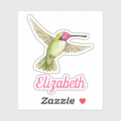 Wasserfarbe Hummingbird mit Ihrem Namen Aufkleber (Blatt)
