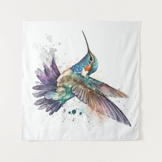Wasserfarbe Hummingbird Tapestry Wandteppich (Vorderseite (Horizontal))