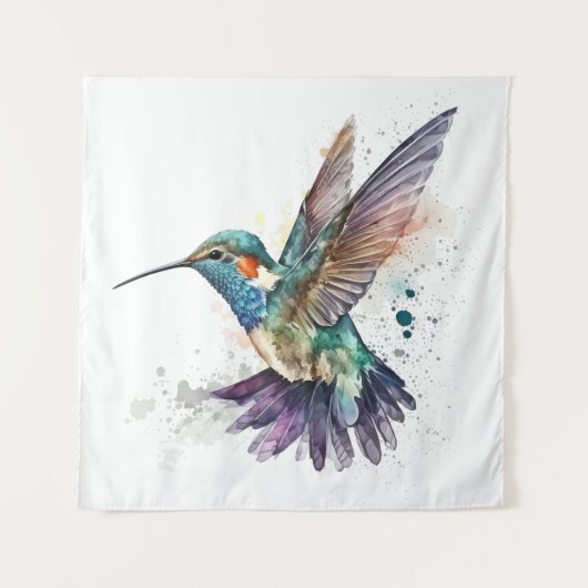 Wasserfarbe Hummingbird Tapestry Wandteppich (Vorderseite)