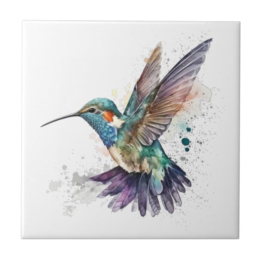 Wasserfarbe Hummingbird Tile Fliese (Vorderseite)