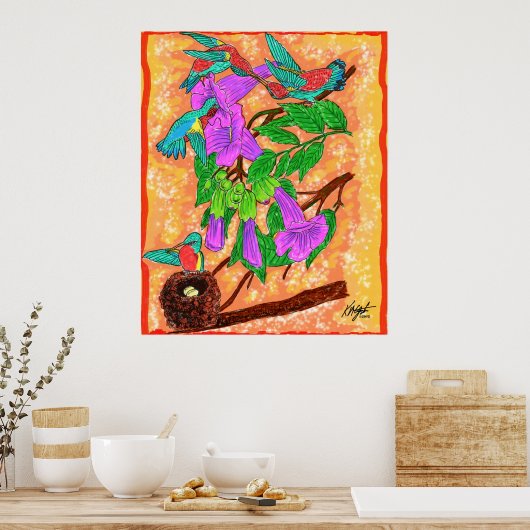 Wasserfarbe Hummingbirds Poster (Küche)