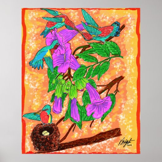 Wasserfarbe Hummingbirds Poster (Vorne)