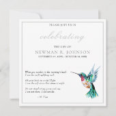 Wasserfarbe Hummingvogel Feier des Lebens Einladung (Vorderseite)