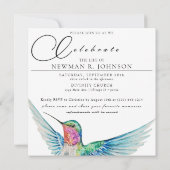 Wasserfarbe Hummingvogel Feier des Lebens Einladung (Rückseite)