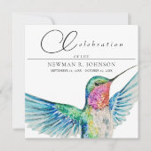 Wasserfarbe Hummingvogel Feier des Lebens Einladung (Vorderseite)