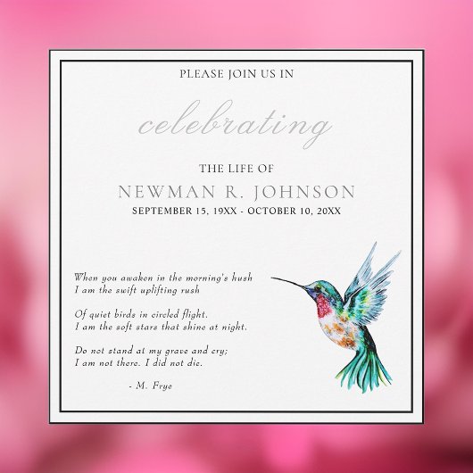 Wasserfarbe Hummingvogel Feier des Lebens Einladung