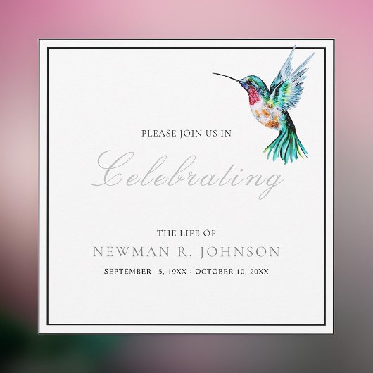 Wasserfarbe Hummingvogel Feier des Lebens Einladung