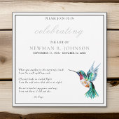 Wasserfarbe Hummingvogel Feier des Lebens Einladung