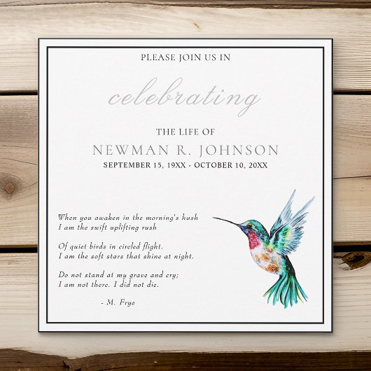 Wasserfarbe Hummingvogel Feier des Lebens Einladung