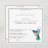 Wasserfarbe Hummingvogel Feier des Lebens Einladung (Vorne/Hinten)