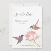 Wasserfarbe Hummingvögel mit Peony Save the Date (Vorderseite)