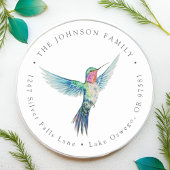 Wasserfarbe Hummingvogel Rücksendeadresse Runder Aufkleber