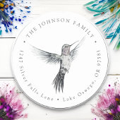 Wasserfarbe Hummingvogel Rücksendeadresse Runder Aufkleber