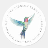 Wasserfarbe Hummingvogel Rücksendeadresse Runder Aufkleber (Vorderseite)