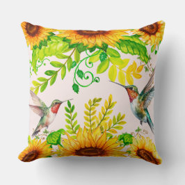 Wasserfarbe Hummingvögel Sonnenblumen Blumengarten Kissen