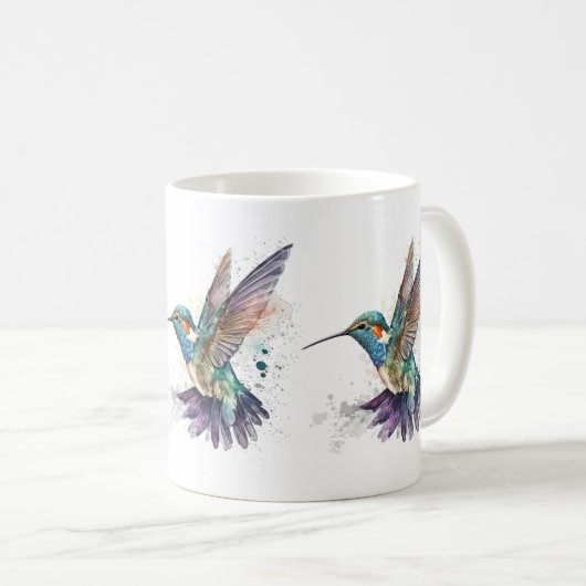 Wasserfarbe Hummingvogel Tasse (VorderseiteRechts)