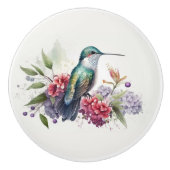 Wasserfarbe Hummingvogel und Blume Keramikknauf (Vorderseite)