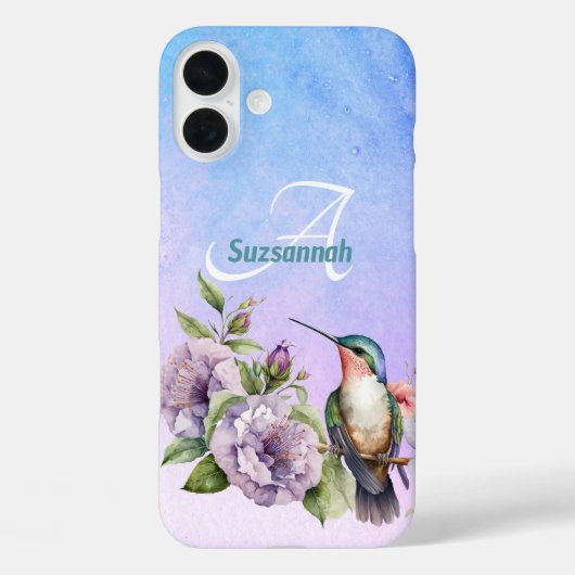 Wasserfarbe Hummingvogel und Blume Personalisiert Case-Mate iPhone Hülle (Rückseite)