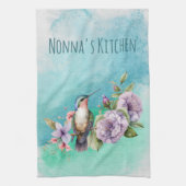 Wasserfarbe Hummingvogel und Blume Personalisiert Geschirrtuch (Vertikal)