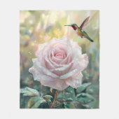 Wasserfarbe Hummingvogel und Rosa Rose Fleecedecke (Vorderseite)