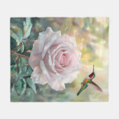Wasserfarbe Hummingvogel und Rosa Rose Fleecedecke (Vorderseite (Horizontal))