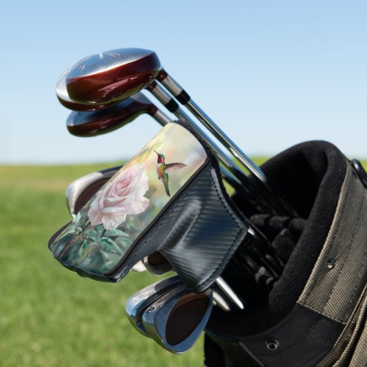 Wasserfarbe Hummingvogel und Rosa Rose Golf Headcover (In Situ)
