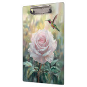 Wasserfarbe Hummingvogel und Rosa Rose Klemmbrett (Links)
