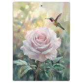 Wasserfarbe Hummingvogel und Rosa Rose Klemmbrett (Rückseite)