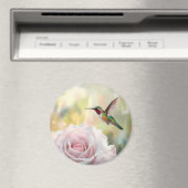Wasserfarbe Hummingvogel und Rosa Rose Magnet (In Situ (Geschirrspüler))