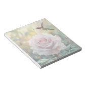 Wasserfarbe Hummingvogel und Rosa Rose Notizblock (angewinkelt)