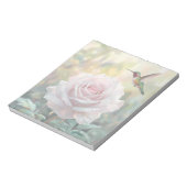 Wasserfarbe Hummingvogel und Rosa Rose Notizblock (Rotiert)
