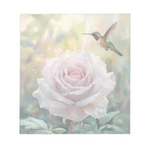 Wasserfarbe Hummingvogel und Rosa Rose Notizblock