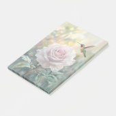 Wasserfarbe Hummingvogel und Rosa Rose Post-it Klebezettel (angewinkelt)