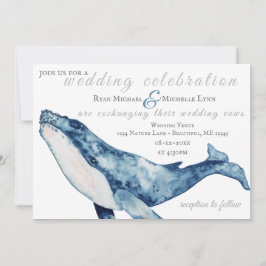 Wasserfarbe Humpback Whale Nautical Beach Hochzeit Einladung