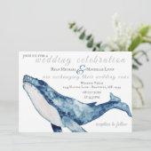 Wasserfarbe Humpback Whale Nautical Beach Hochzeit Einladung (Stehend Vorderseite)