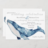 Wasserfarbe Humpback Whale Nautical Beach Hochzeit Einladung (Vorne/Hinten)