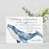 Wasserfarbe Humpback Whale Nautical Beach Hochzeit Einladung (Stehend Vorderseite)