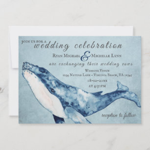 Wasserfarbe Humpback Whale Nautical Beach Hochzeit Einladung