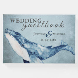 Wasserfarbe Humpback Whale Nautical Beach Hochzeit Gästebuch