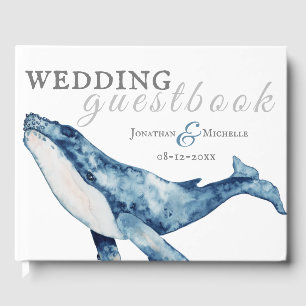 Wasserfarbe Humpback Whale Nautical Beach Hochzeit Gästebuch