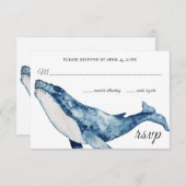 Wasserfarbe Humpback Whale Nautical Beach Hochzeit RSVP Karte (Vorne/Hinten)