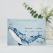 Wasserfarbe Humpback Whale Nautical Beach Hochzeit RSVP Karte (Stehend Vorderseite)